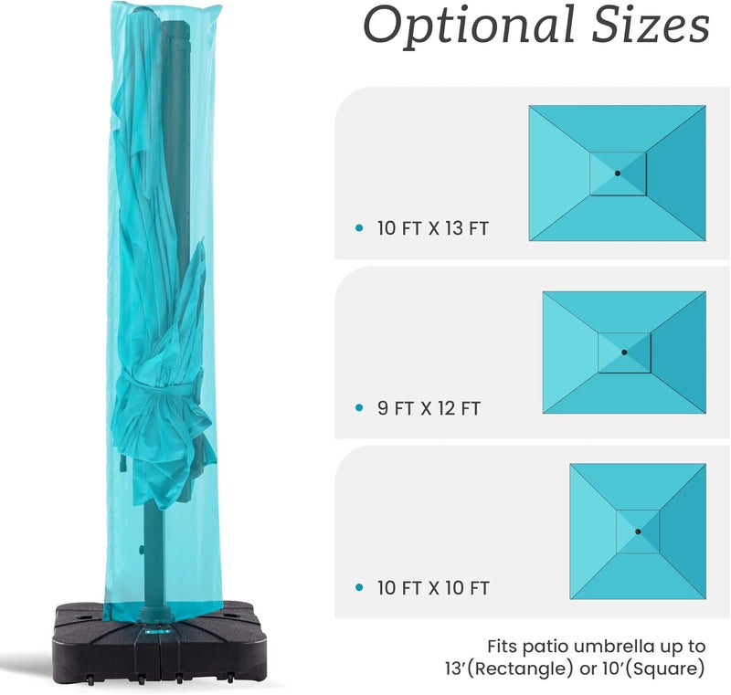 Ombrellon Patio Umbrella Cover Waterproof UV Resistant Outdoor Cantilever Umbrella Covers with Zipper and Rod, Turquoise - Image 2
